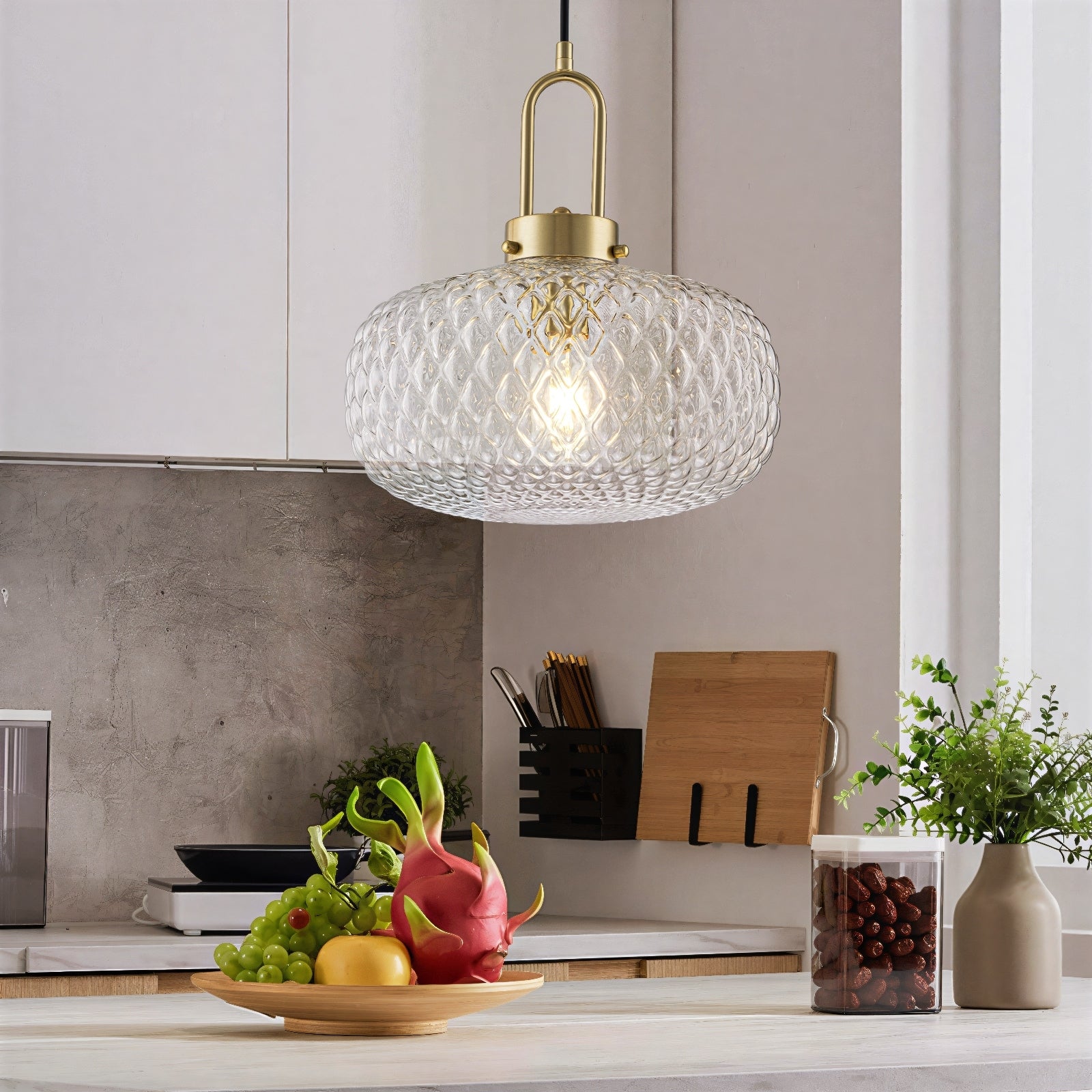 1 Light Modern Clear Glass Pendant Light 11.8