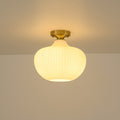 1 Light Modern Elegant Ribbed Glass Flush Mount With Brushed Brass Matte Black Finish For Bedroom Foyer
