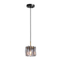 1 Light Modern Pendant Linear Chandelier With Textured Glass