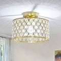 1 Light Modern Vintage Drum Crystal Semi Flush Mount Ceiling Light