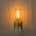 1 Light Modern Wall Sconce With Ribbed Glass Shade