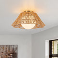 1 Light Natural Paper Rattan Semi Flush Mount Ceiling Light Woven Lamp Shade Handmade Ceiling Lamp 17.91