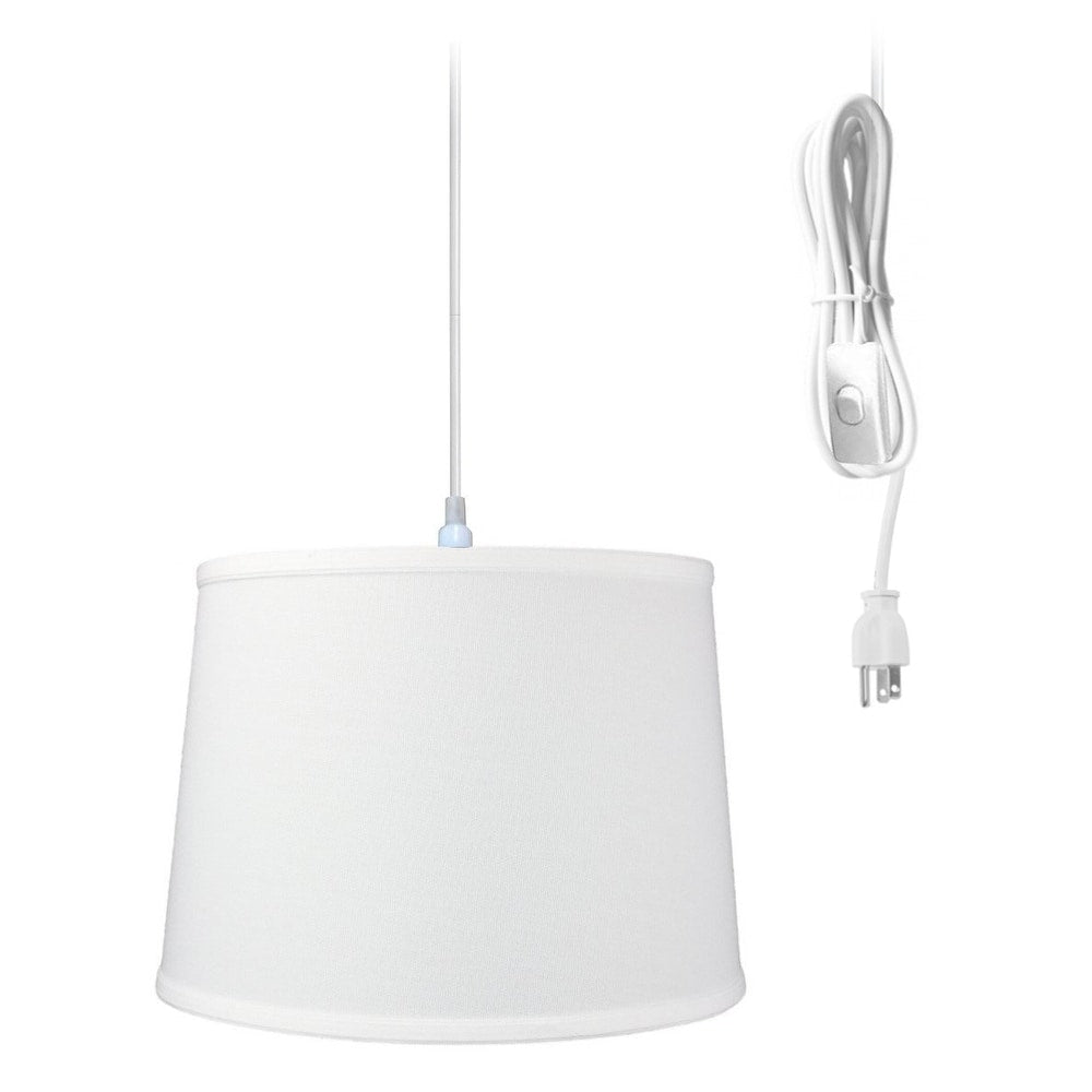 1 Light Plug In Swag Pendant Ceiling Light White Shade