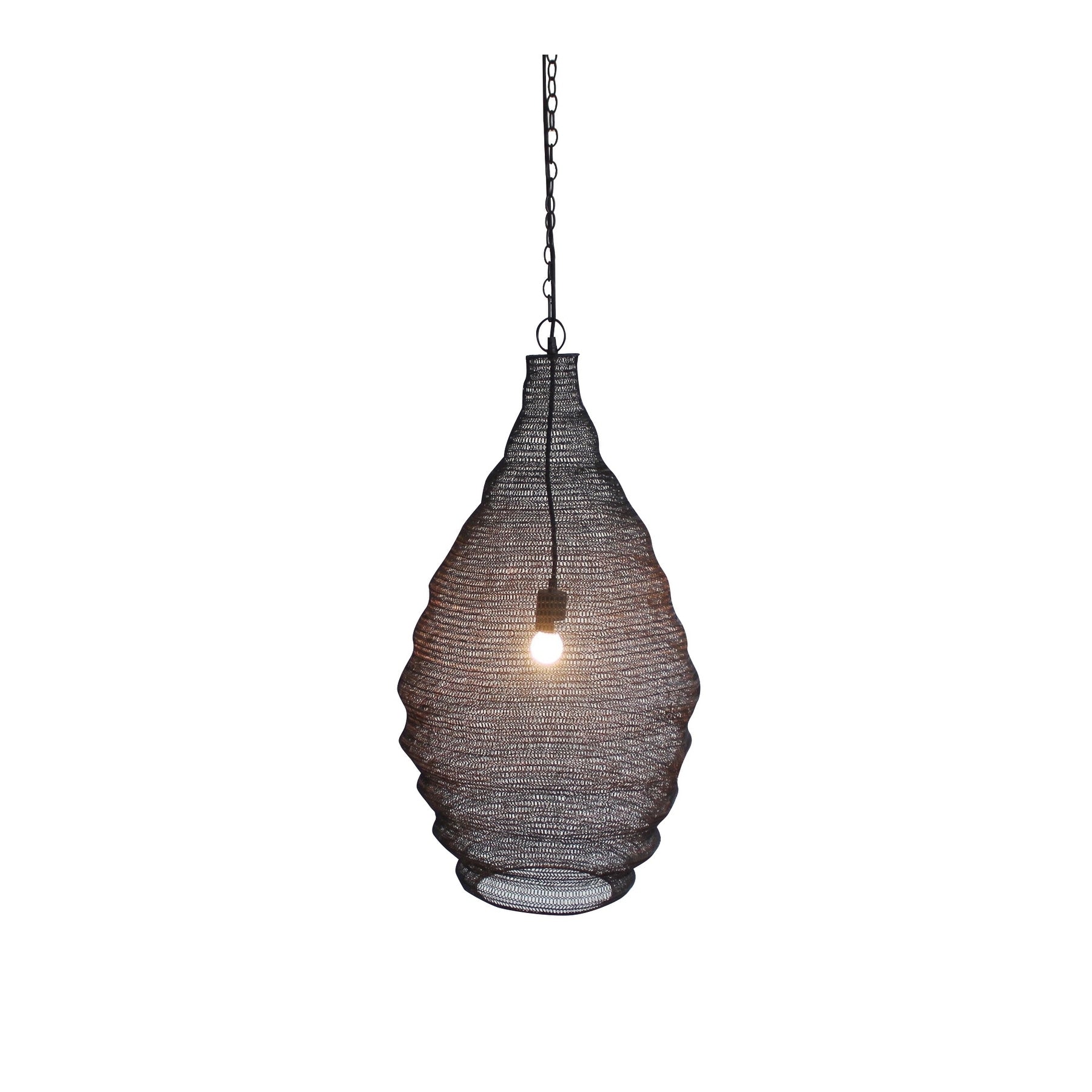 1 Light Satin Black Pendant With A Chain Basket Shade