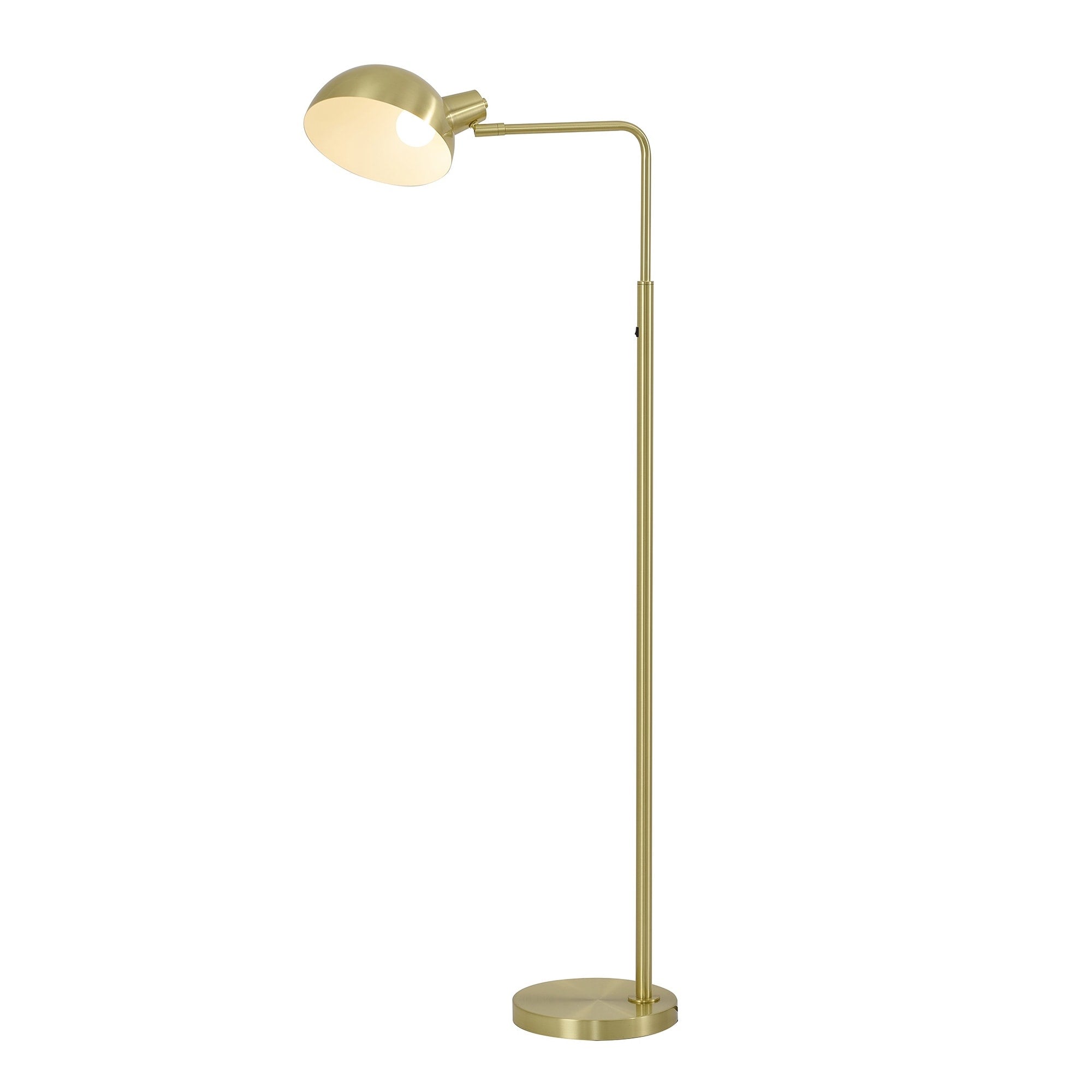 1 Light Satin Brass Metal Floor Lamp With A Metal Shade