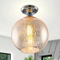 1 Light Semi Flush Mount Ceiling Light With Cognac Crackle Glass Globe Dia.10 In