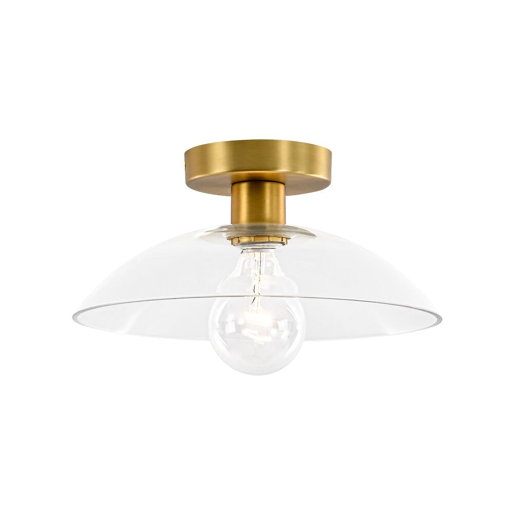 1 Light Simple Glass Dome Shade Semi Flush Mount 11.8 Inches