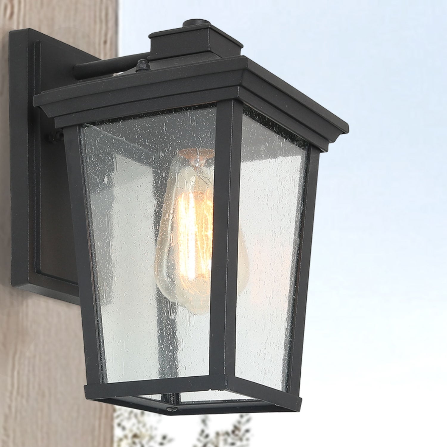Havenside Home Hawkes Bay 1 Light Black Square Porch Sconce Patio Outdoor Wall Lantern