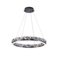 1 Light Stain Black Led Pendant With Crystal Accents