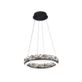 1 Light Stain Black Led Pendant With Crystal Accents