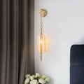 1 Light Vintage Gold Wall Sconce With Amber Glass Shade Retro Fixture