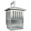 1 Light Outdoor Wall Lamp With Clear Ribbed Glass In Satin Nickel Finish