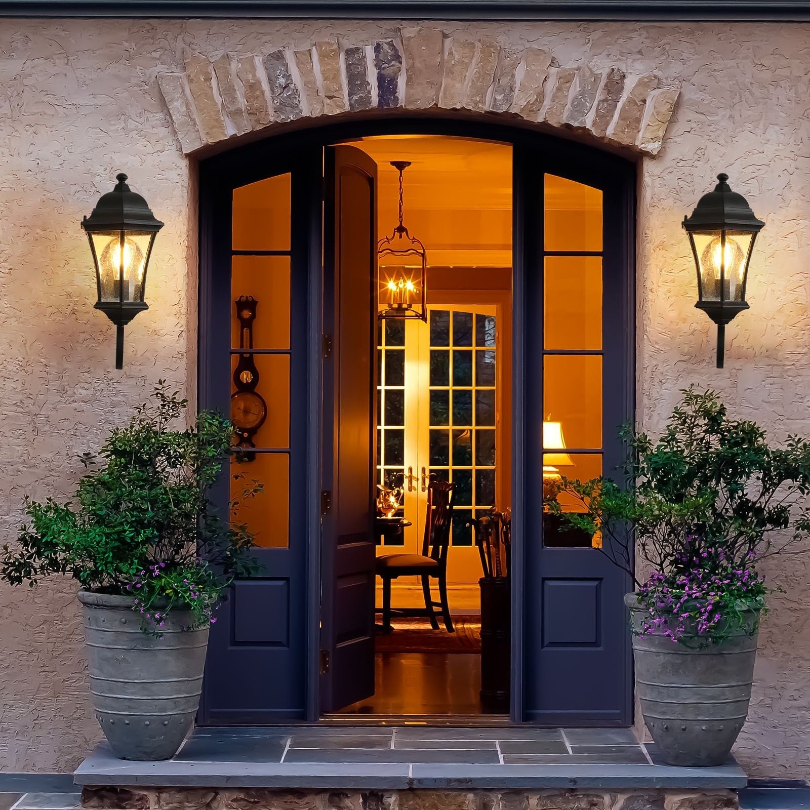 1 Pack Vintage Wall Mounted Outdoor Lantern Light Elegant Black Metal Sconce For Porch Patio No Bulbs