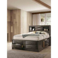 1 Piece Gray Finish Contemporary Footboard Side Drawers Storage Bed
