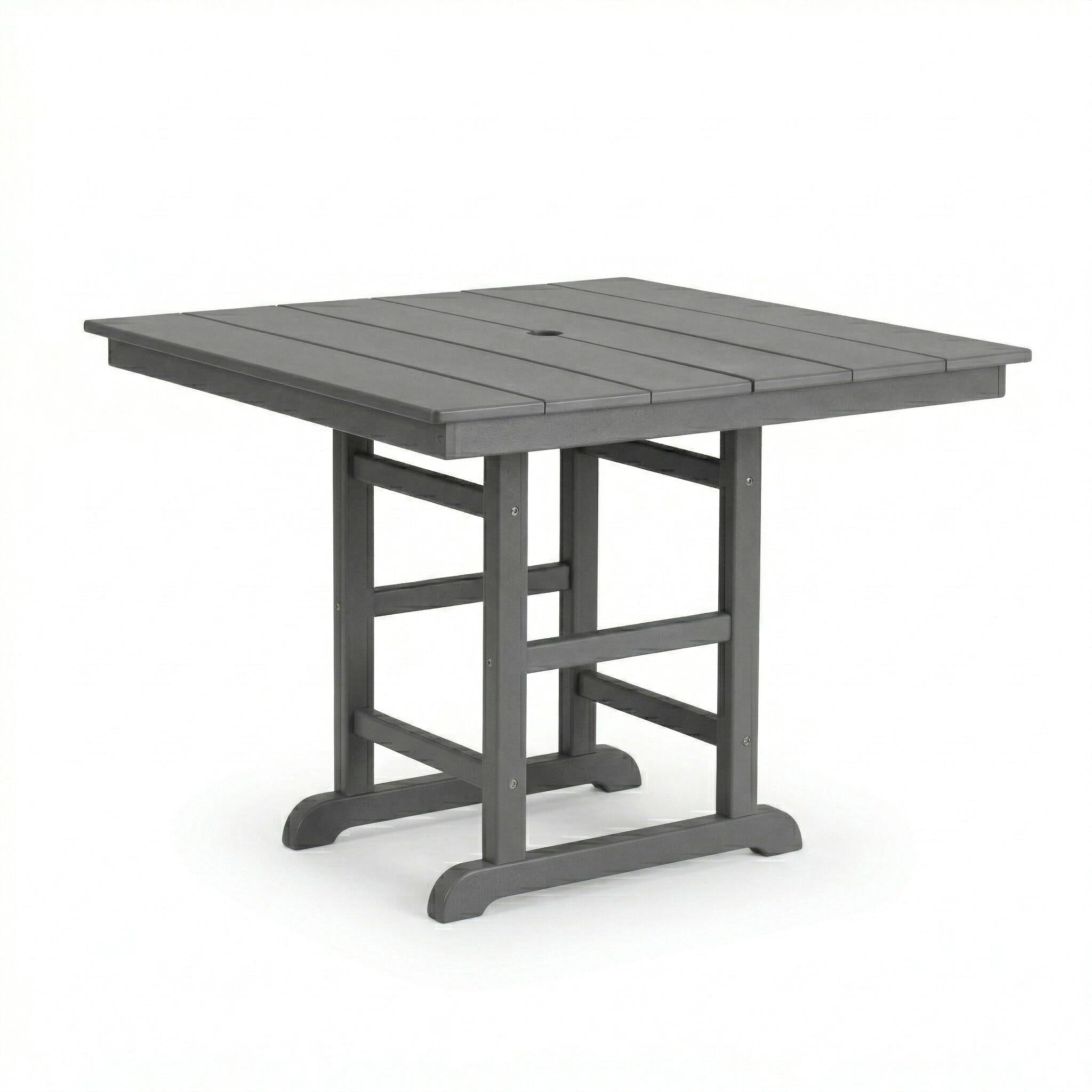 1 Piece Weathered Wood Folding Square Patio Dining Table 37.8 In.L X 37.8 In.W X 29.52 In.H All Weather Outdoor Table