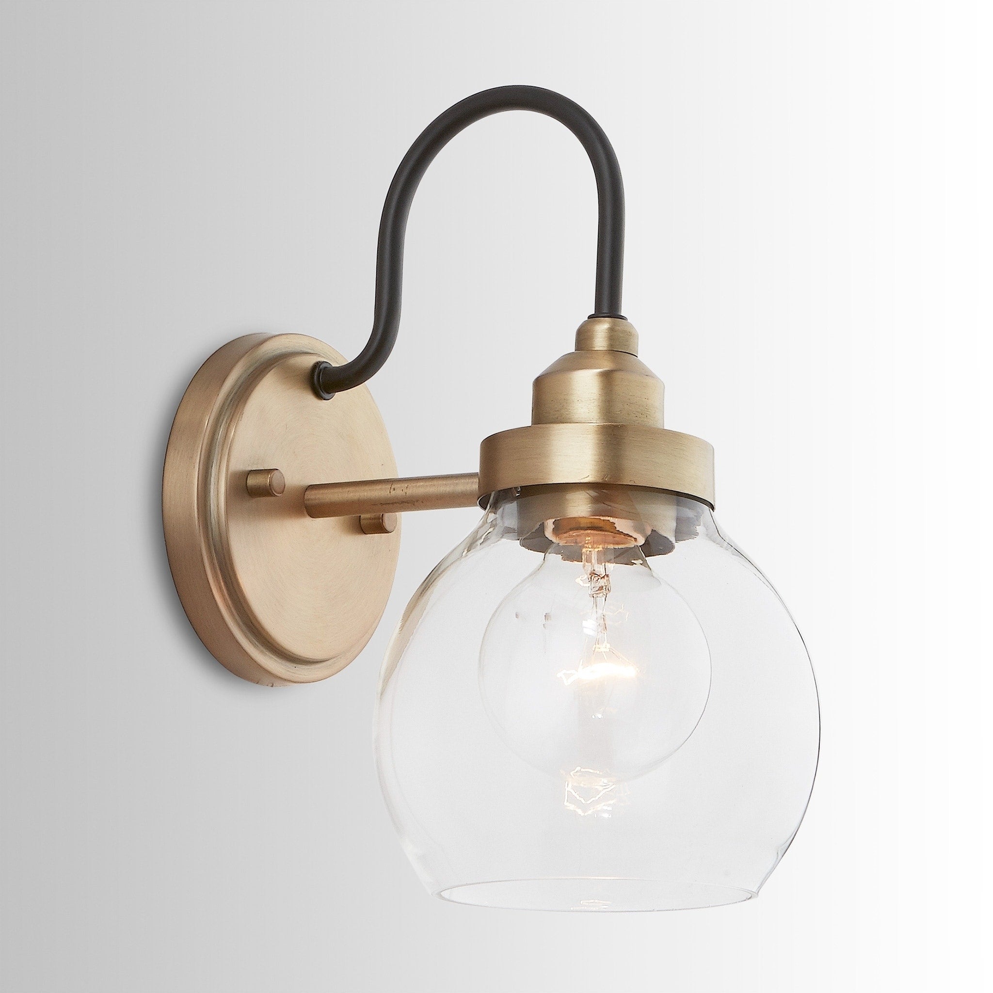 1 Light Aged Brass Black Wall Sconce