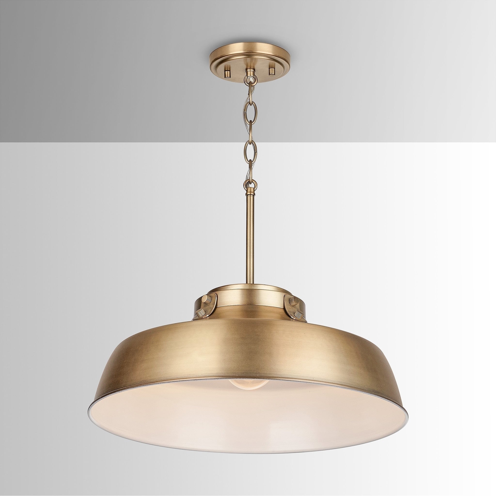 1 Light Aged Brass Pendant Fixture Aged Brass