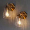 1 Light Clear Glass Shade Wall Sconces For Bathroom Living Room Set Of 2