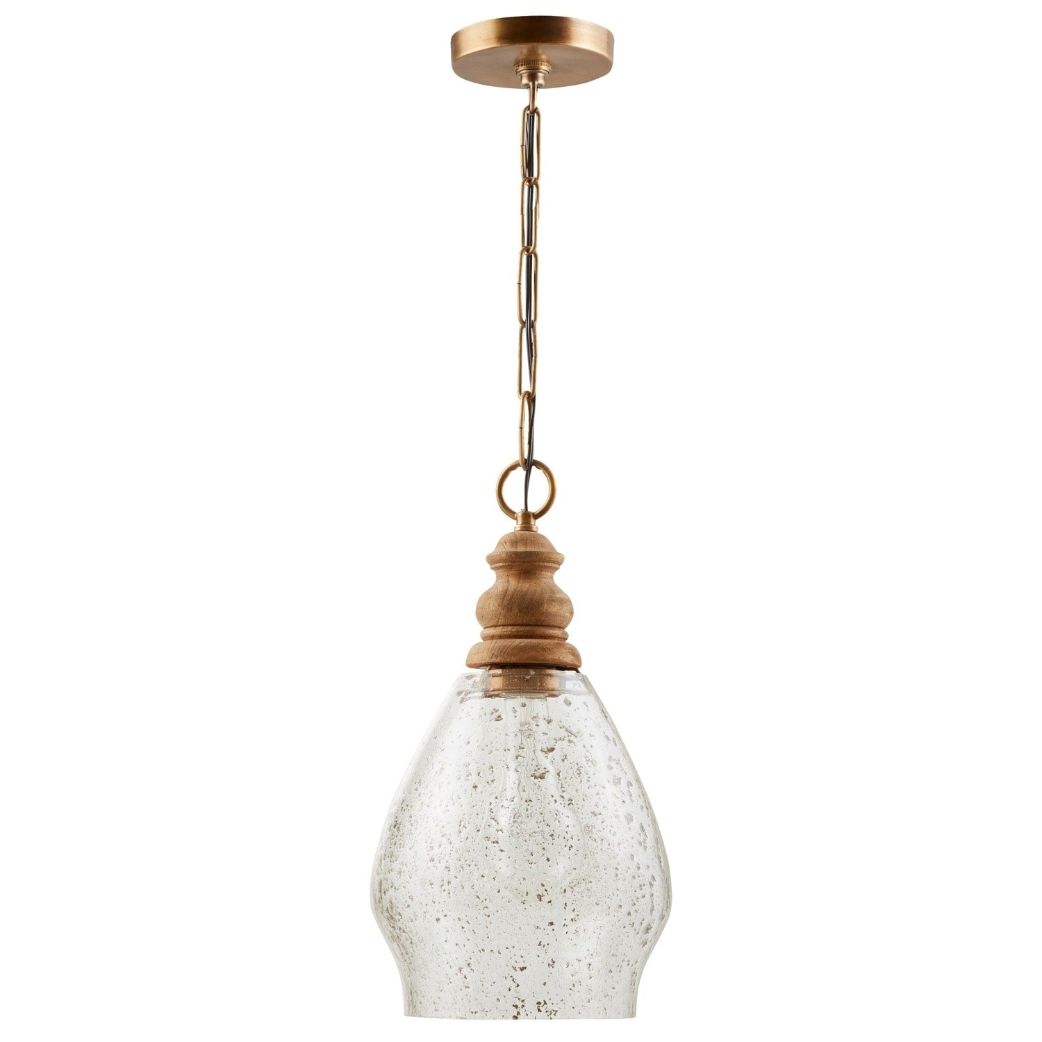 1 Light Light Wood Glass Pendant