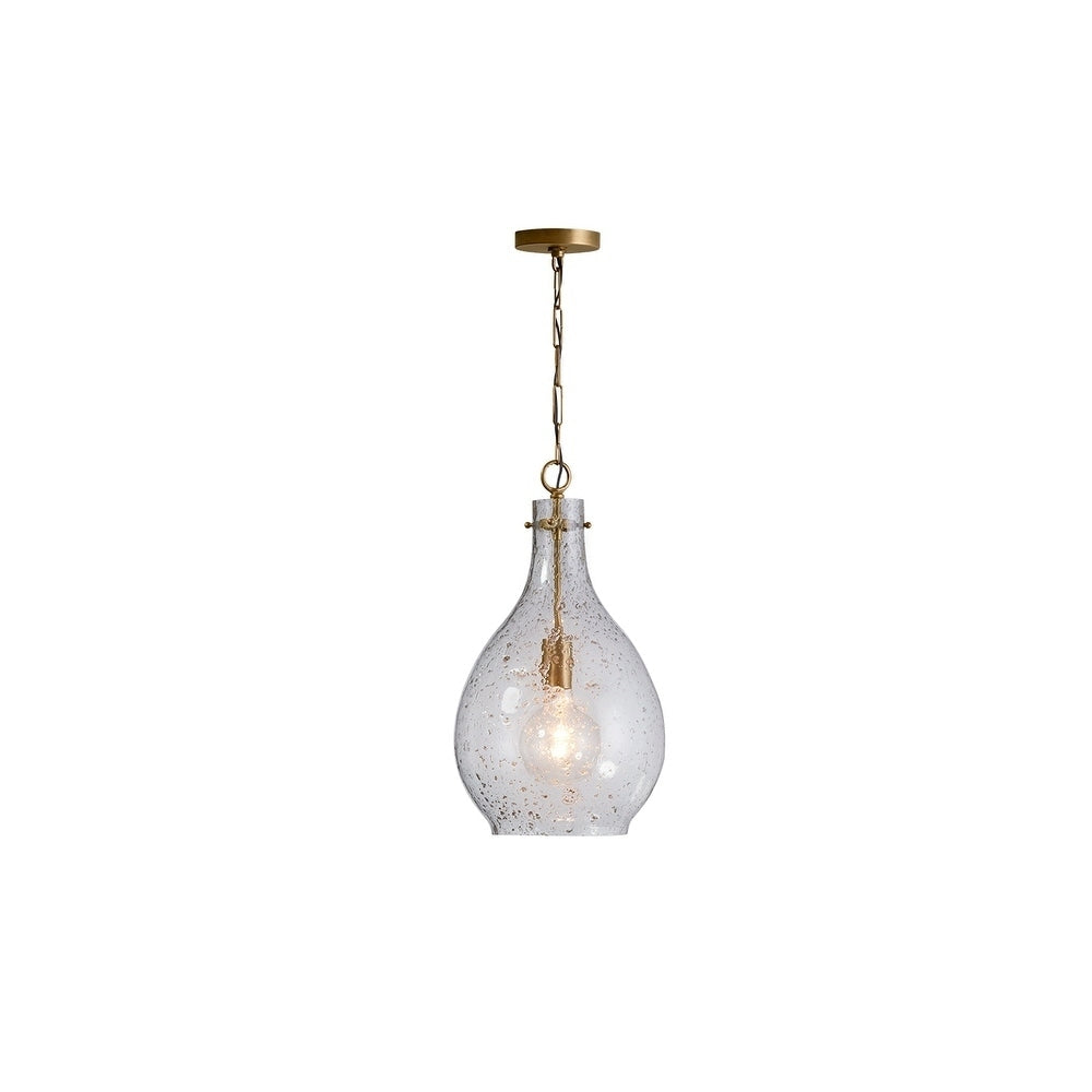 1 Light Patinaed Brass Pendant