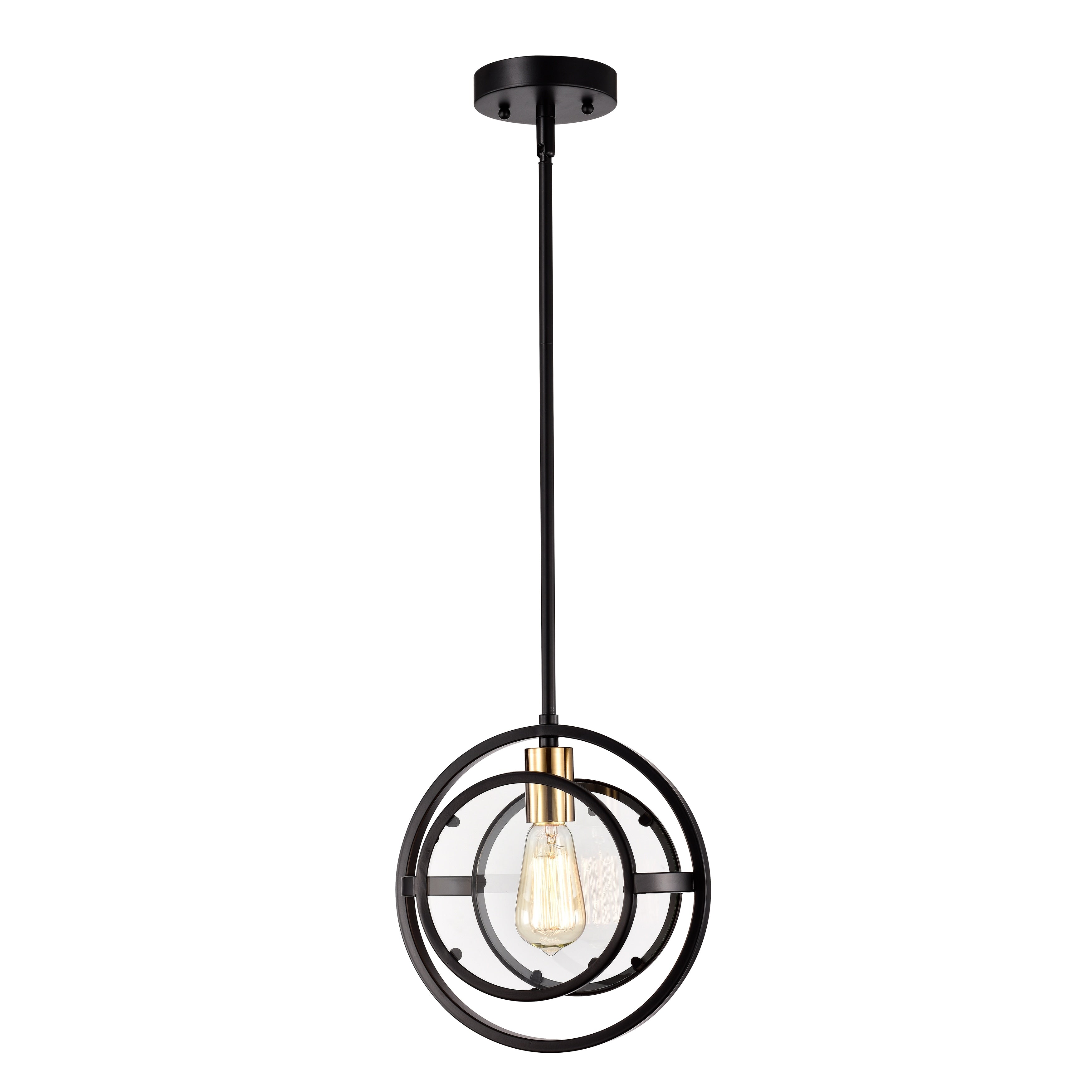 1 Light Textured Black Burnished Brass Hanging Pendant