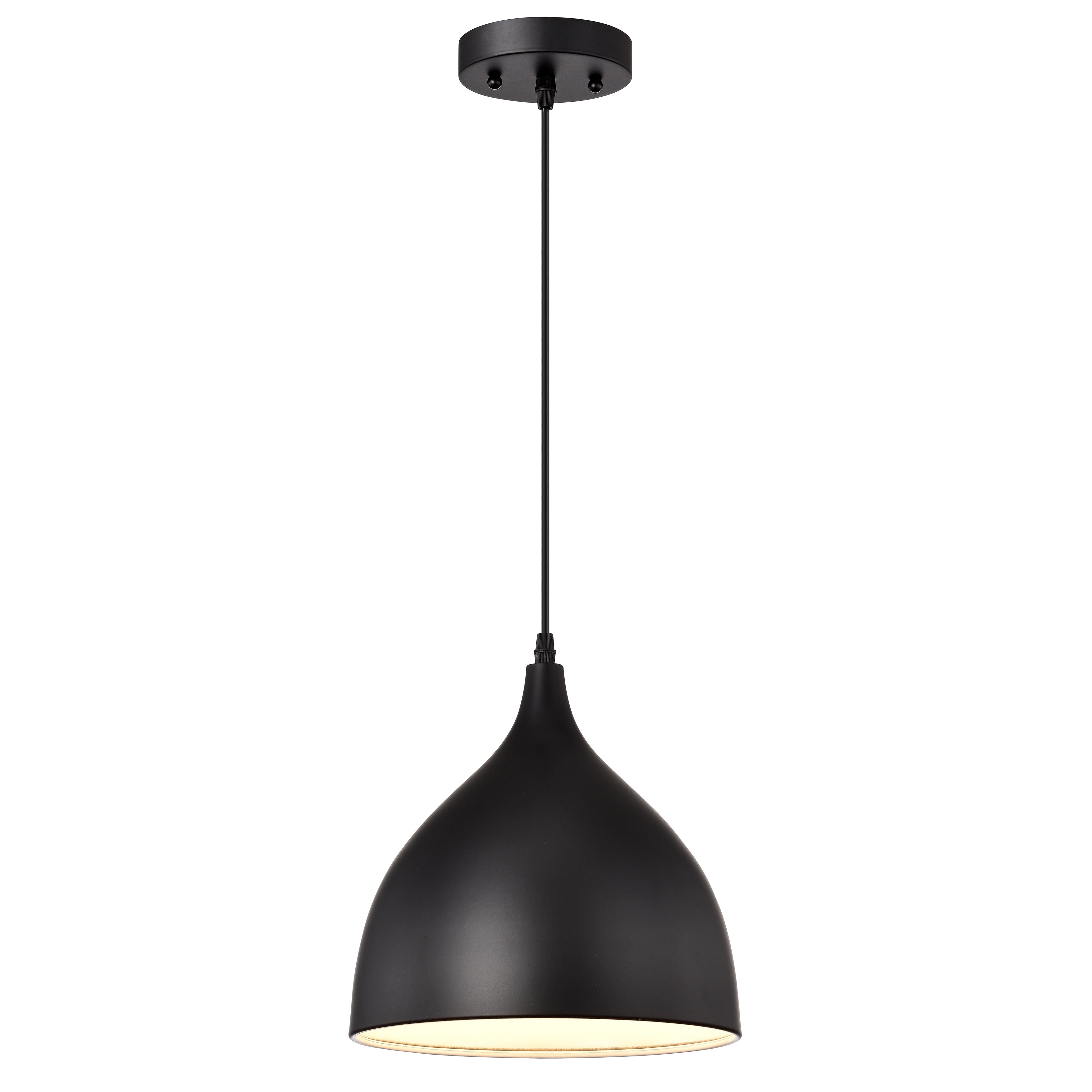 1 Light Textured Black Hanging Pendant