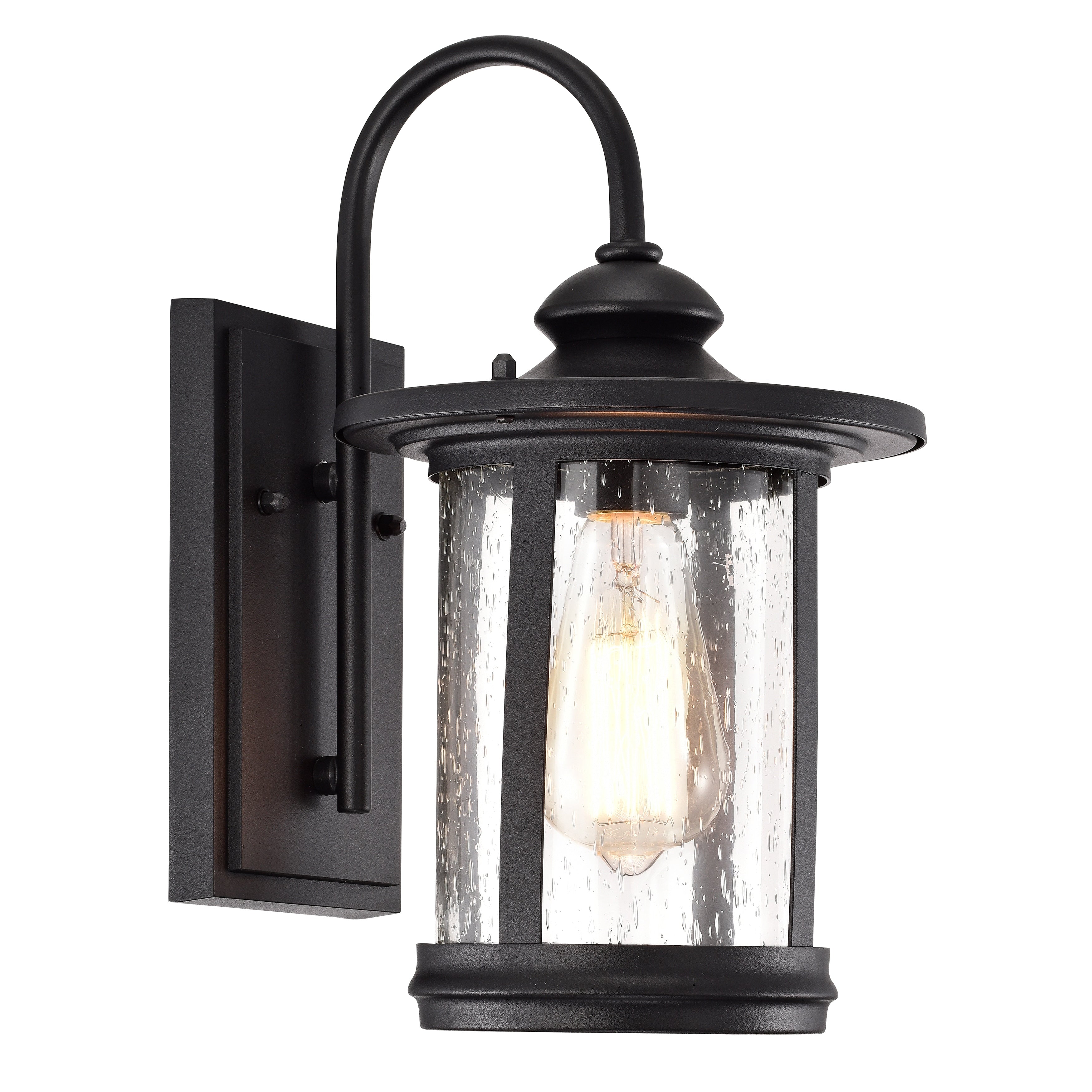 1 Light Textured Black Outdoor Wall Lantern