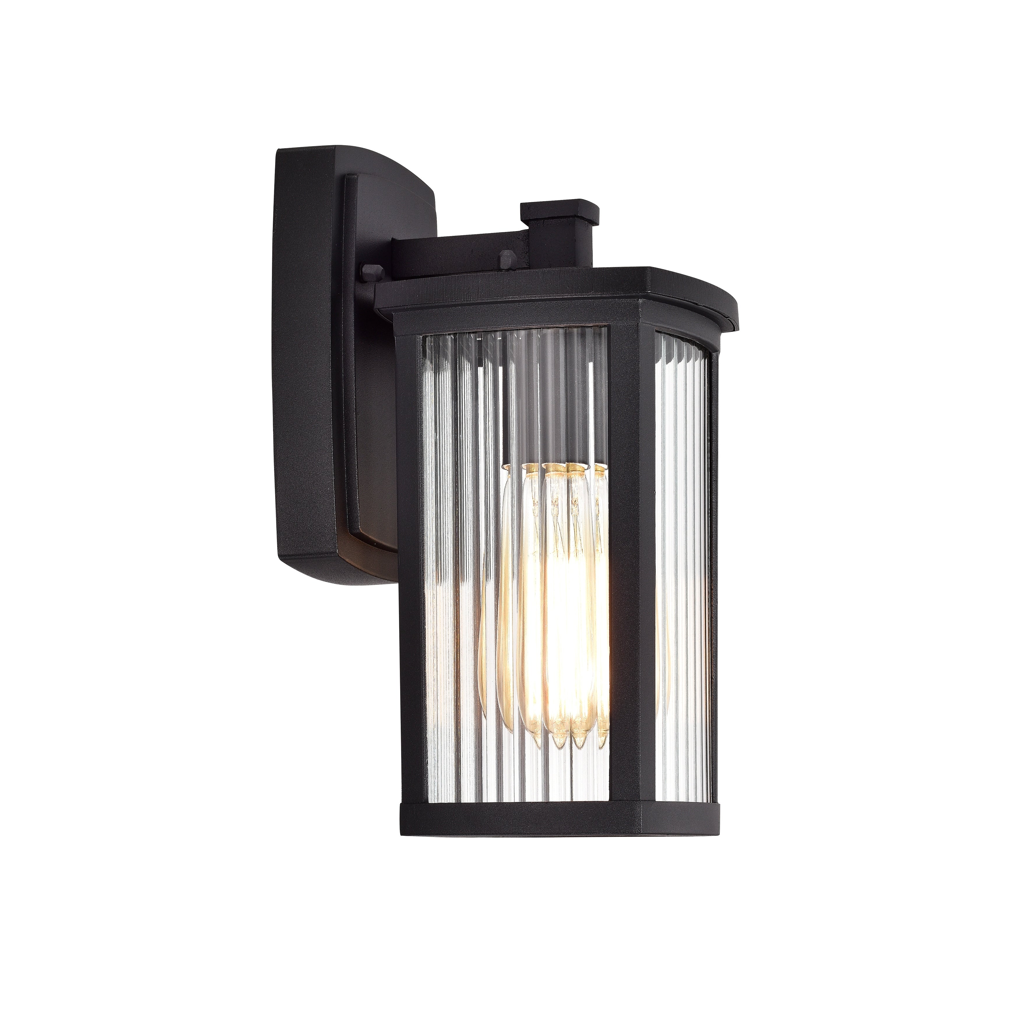 1 Light Textured Black Outdoor Wall Lantern