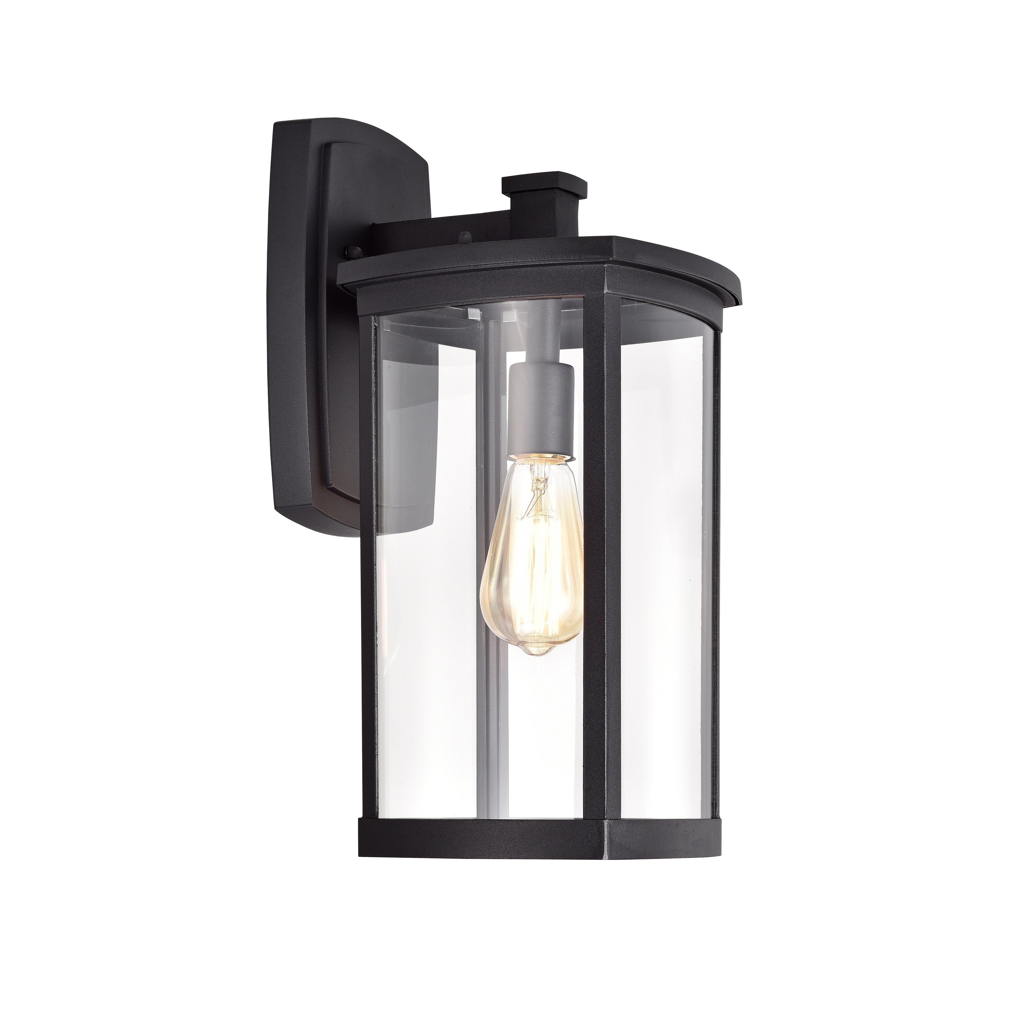 1 Light Textured Black Outdoor Wall Lantern