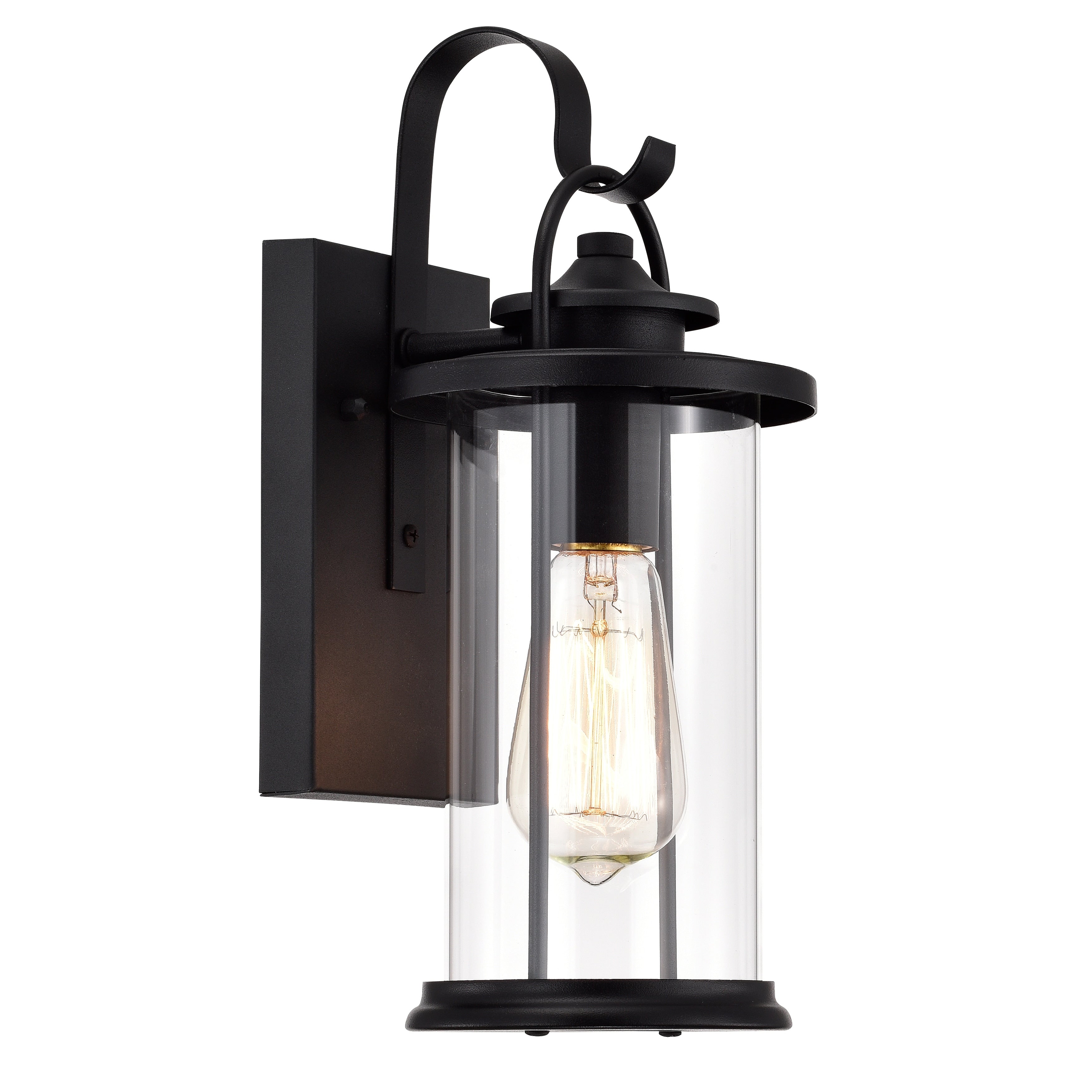 1 Light Textured Black Outdoor Wall Lantern