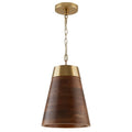 1 Light Wood Brass Pendant