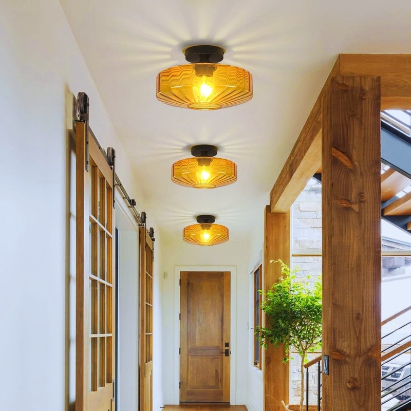 1 Light Bulbs Light Glass Kitchen Light Amber Shade Light N A