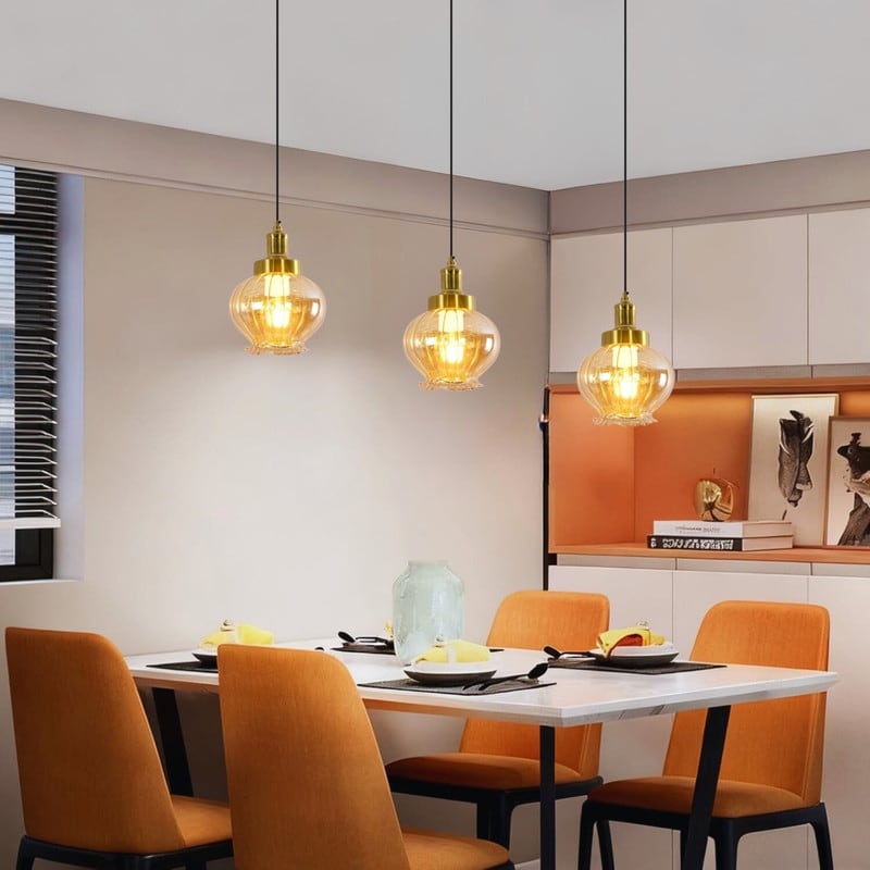 1 Light Kitchen Light Glass Metal Light Fixture Gold Black Dining Light N A