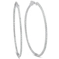 1.20Ct Diamond Inside Outside Skinny Hoops 14K White Gold Lab Grown2 Tall