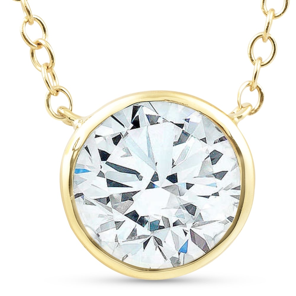 1.88Ct Round Solitaire Diamond Bezel Pendant 14K Yellow Gold Lab Grown