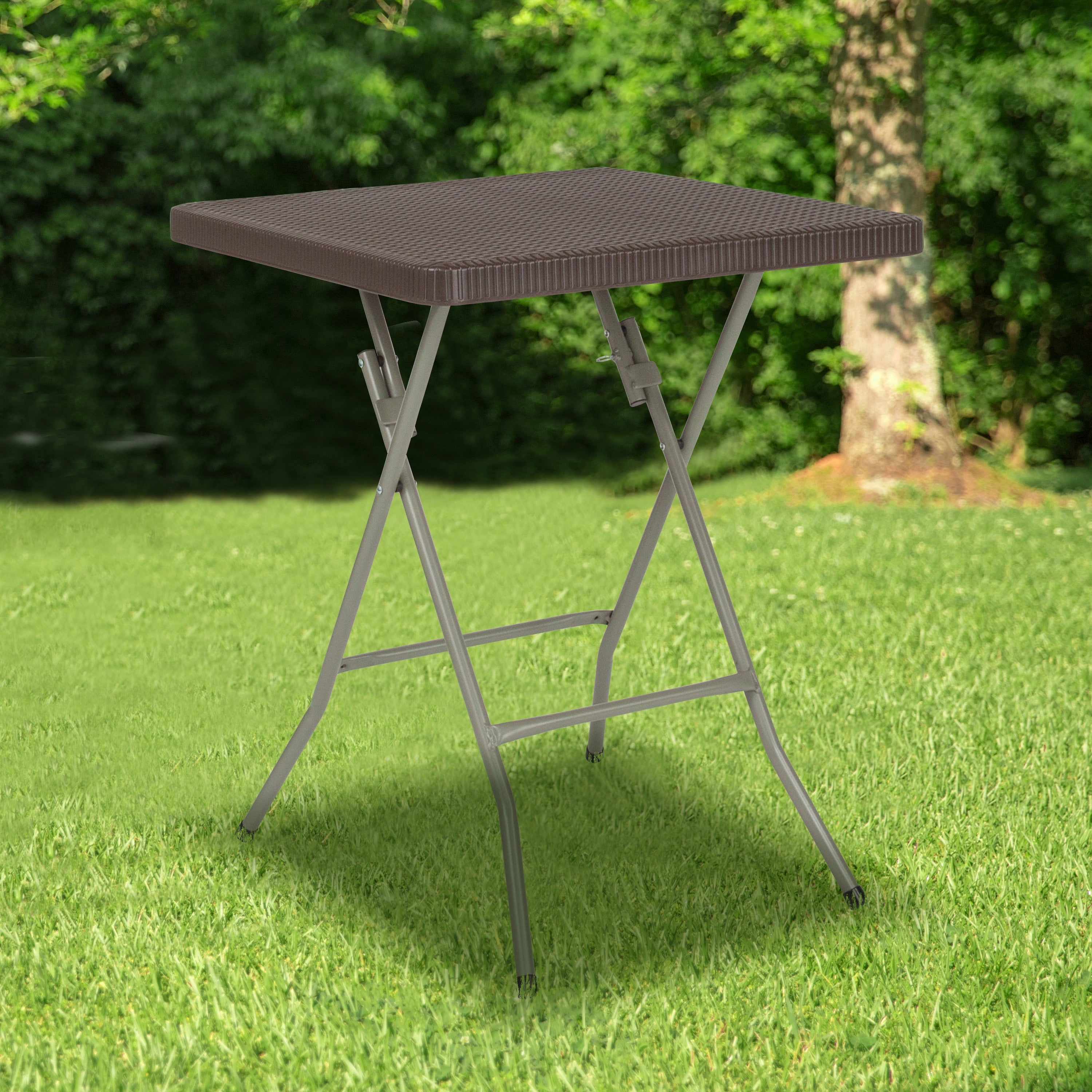 23.5 Square Rattan Plastic Folding Table