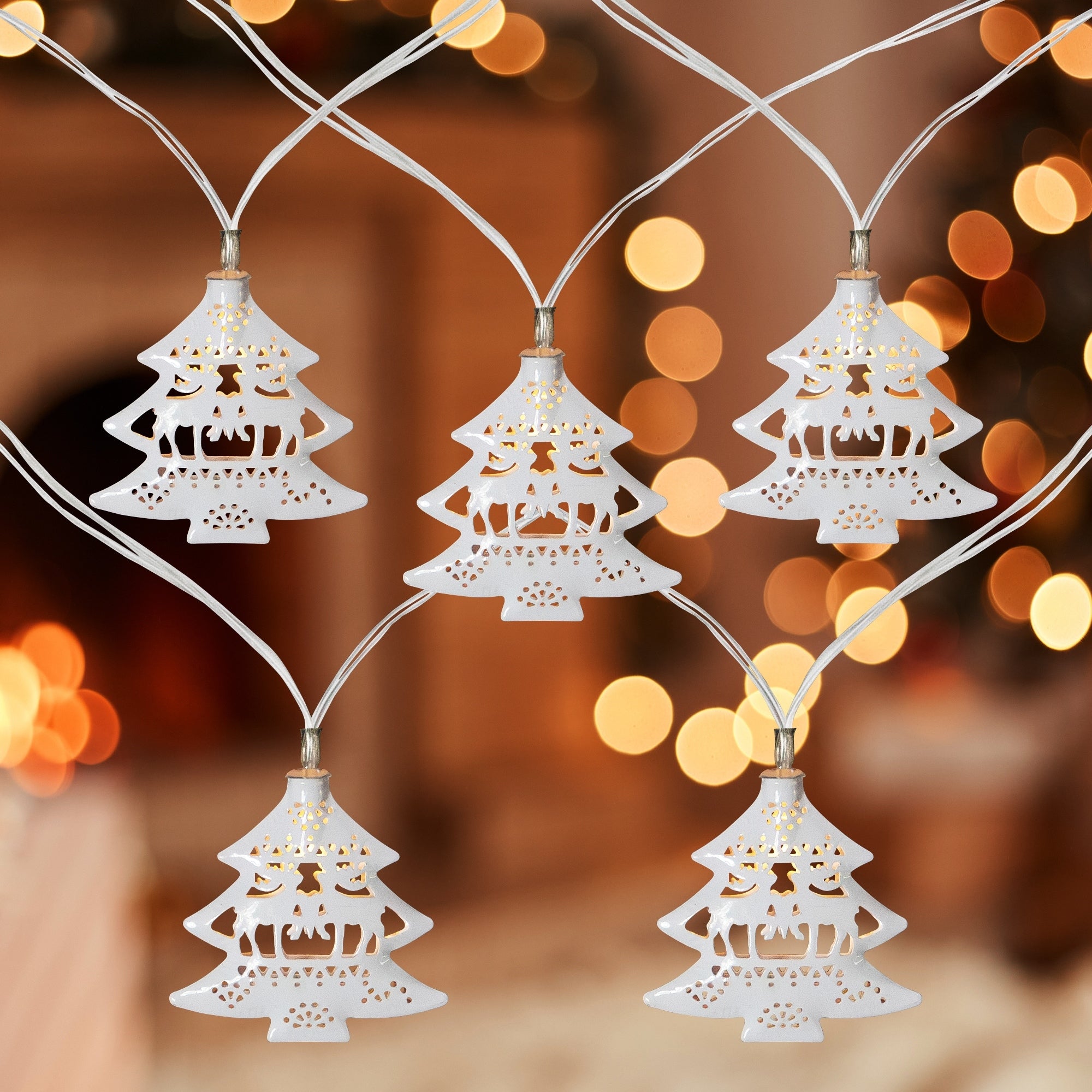10 B O Led Warm White Christmas Tree With Deer Lights 3 Clear Wire
