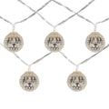 10 B O Led Warm White Silver Metal Ball Christmas Lights 6.25 Clear Wire.