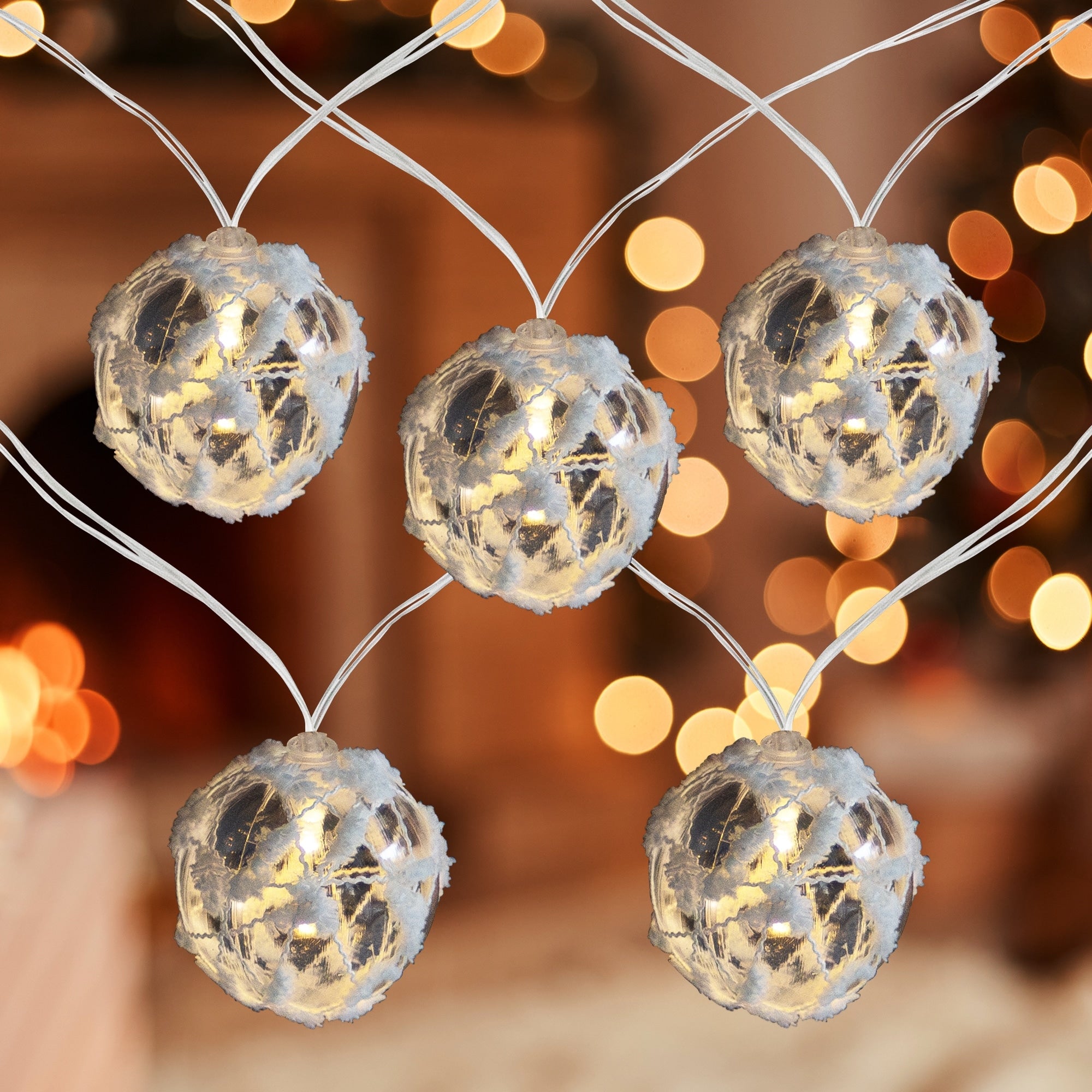 10 B O Led Warm White Clear Round Ball Christmas Lights 4.75 Clear Wire