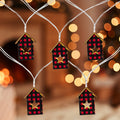 10 B O Led Warm White Plaid Wooden House Christmas Lights 4.75 Clear Wire