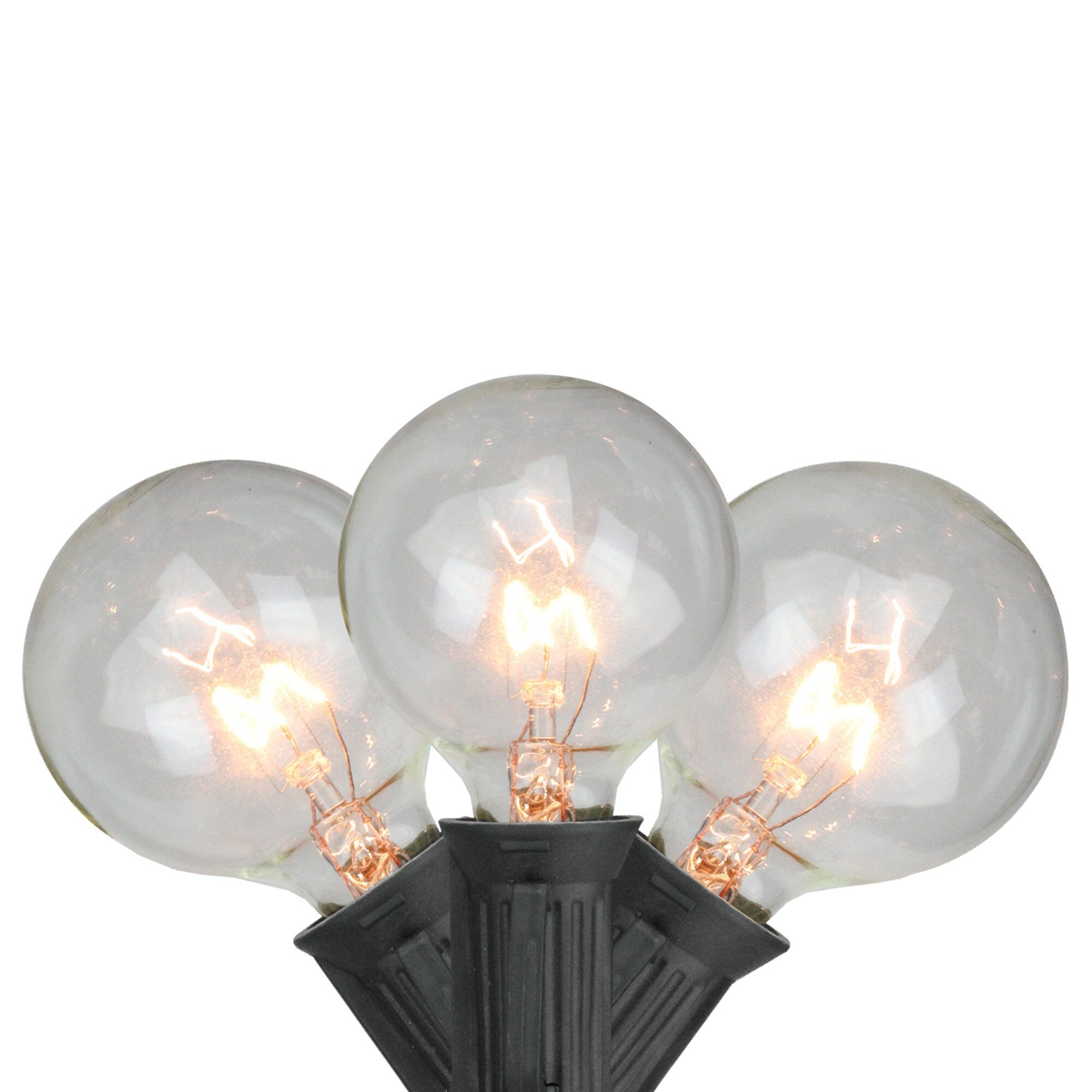 10 Count Clear G50 Globe Christmas Light Set 9Ft Black Wire