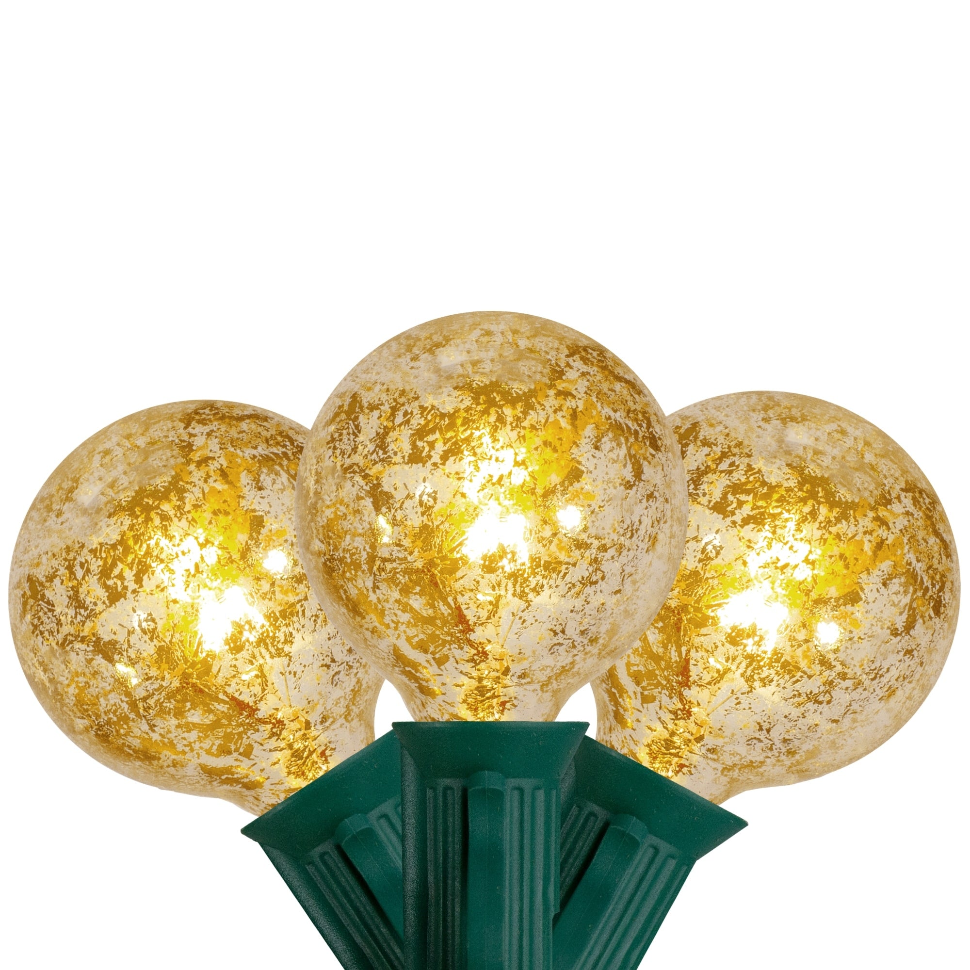 10 Clear Mercury Glass G50 Globe Christmas Lights 9 Ft Green Wire