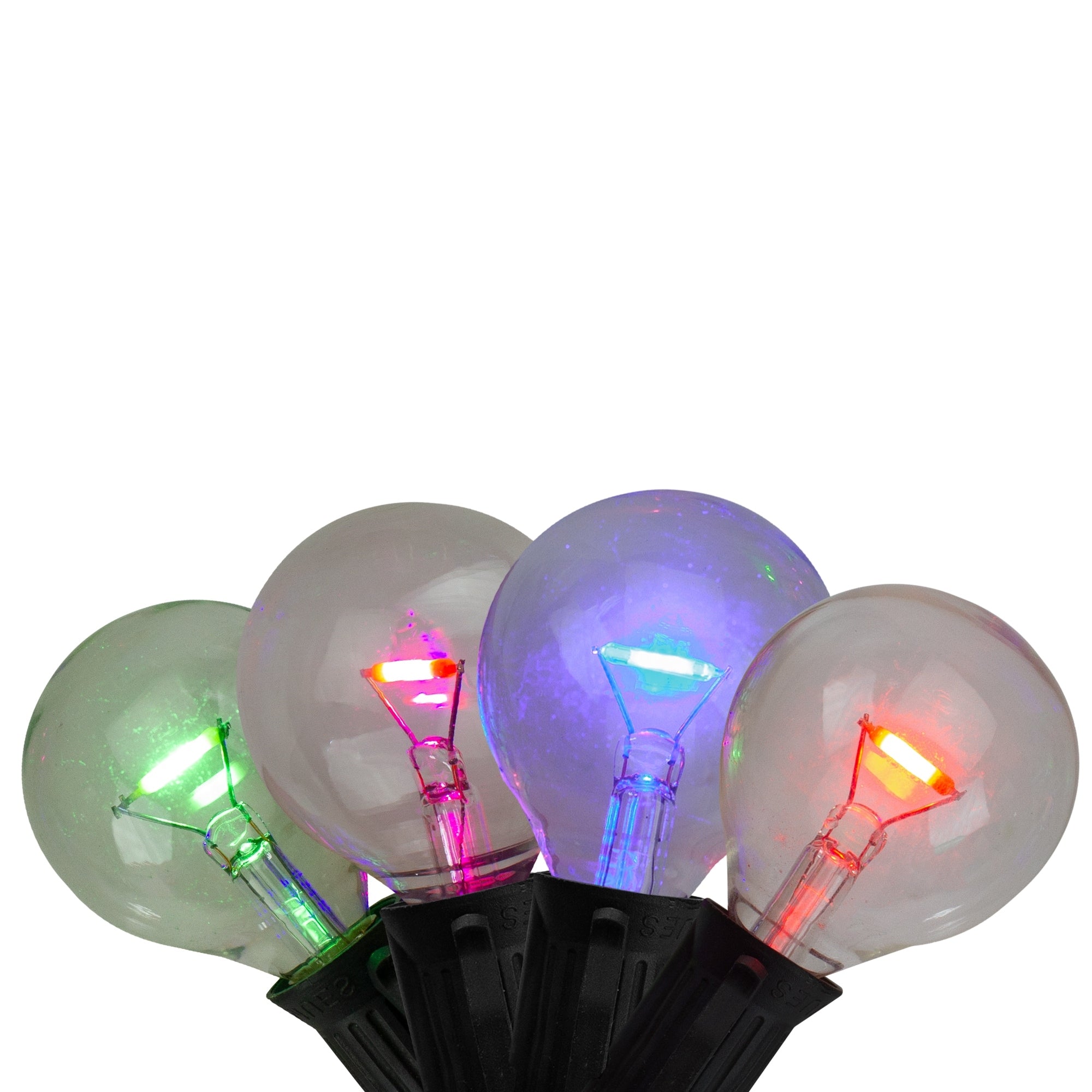 10 Count Multi Colored G40 Globe Christmas Light Set 7 Ft Black Wire