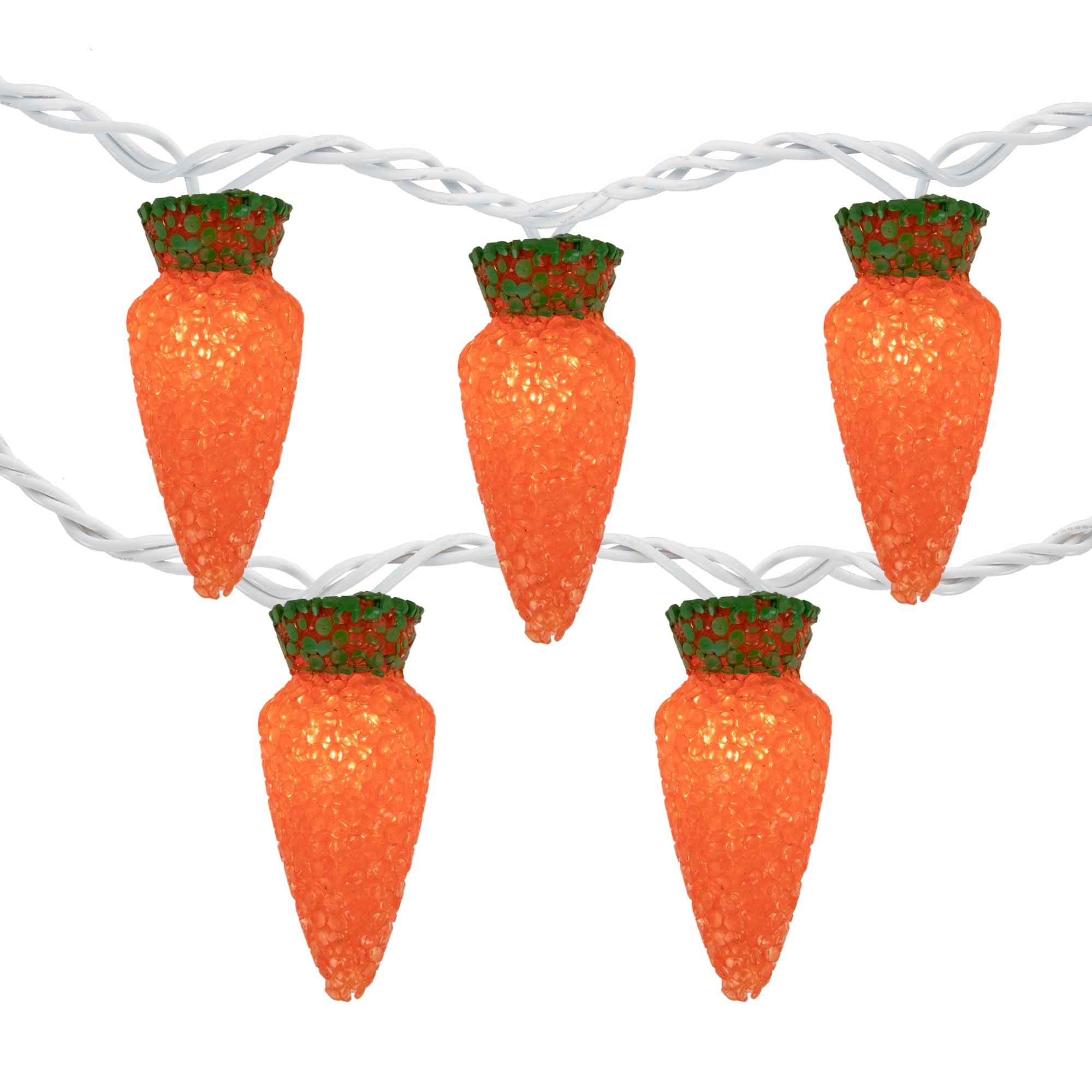 10 Orange Carrot Easter String Lights 7.25Ft White Wire