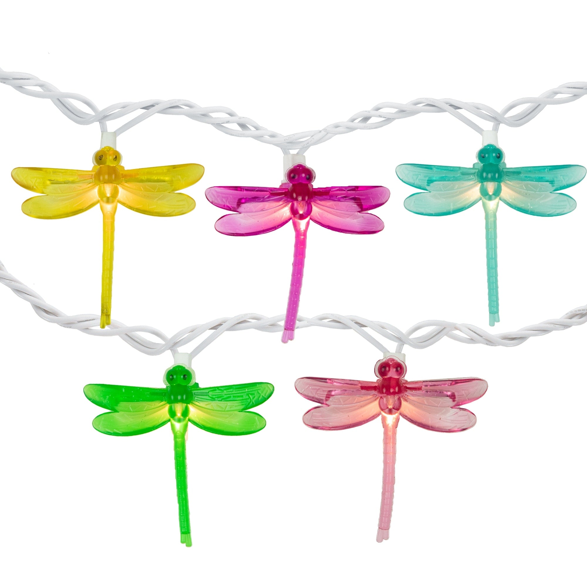 Set Of 10 Dragonfly Summer Garden Patio Christmas Lights White Wire