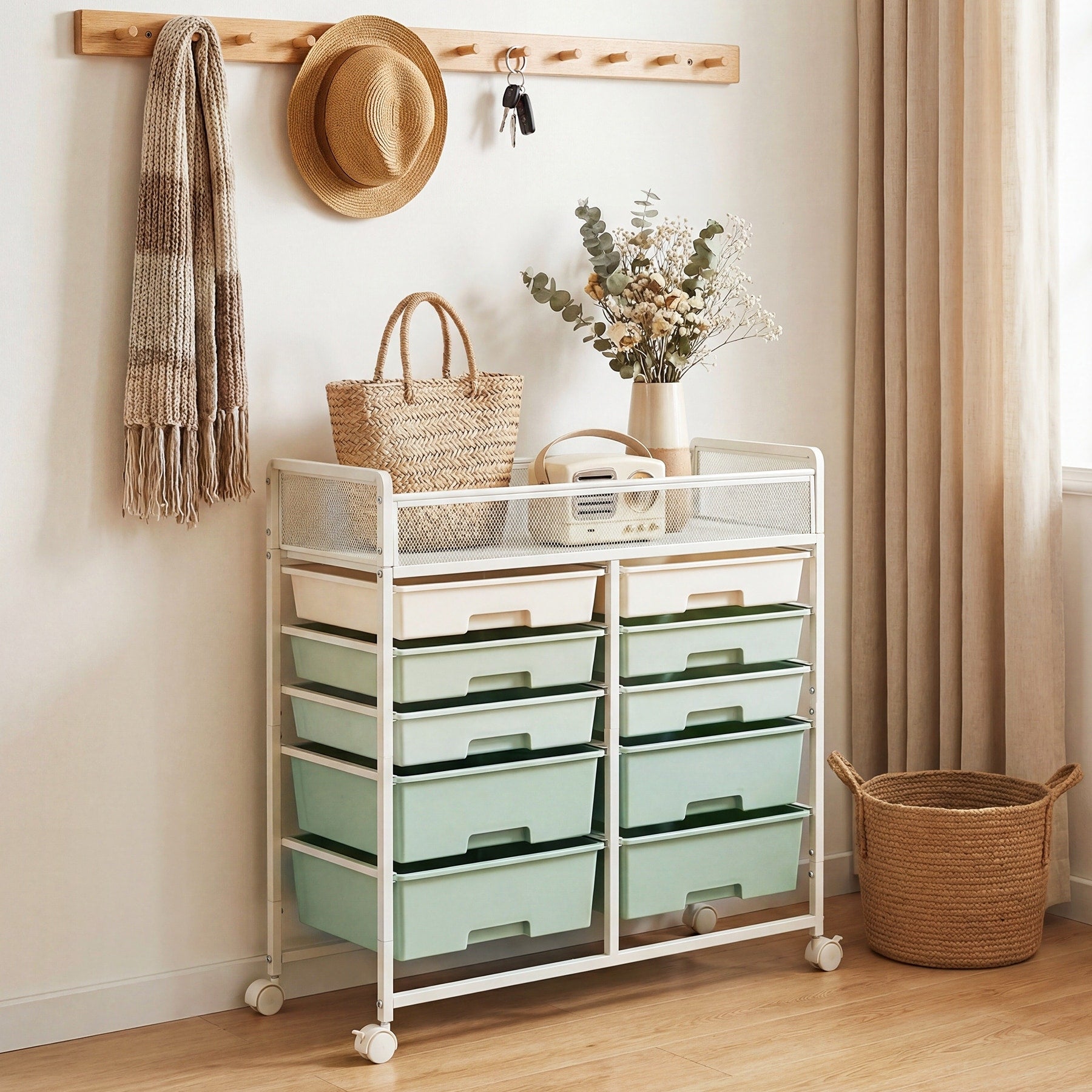 10 Drawer Rolling Storage Cart Mobile Drawer Carts Utility Cart