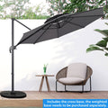 Ainfox Outdoor 10Ft Solar Cantilever Offset Hanging Patio Umbrella