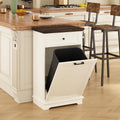 10 Gallon Tilt Out Trash Cabinet Freestanding Wood Trash Bin Cabinet With Hideaway Drawer Pet Proof Trash Can Holder