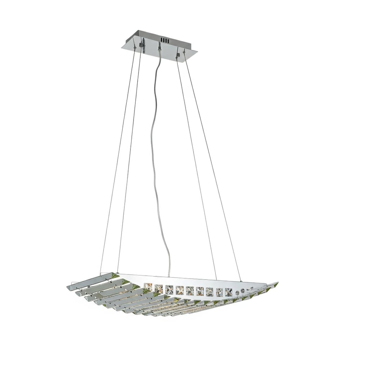 10 Light Chrome Chandelier With Clear Crystal Rods