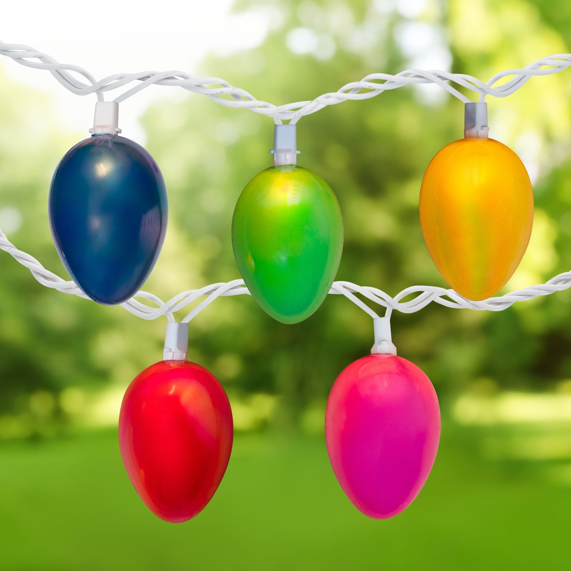 10 Pearl Multi Colored Easter Egg String Lights 7.25Ft. White Wire